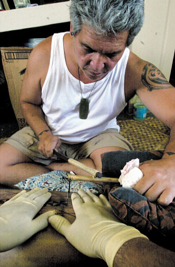  New Caledonia, New Guinea, Samoa, and Tonga. The pain of the tattoo 
