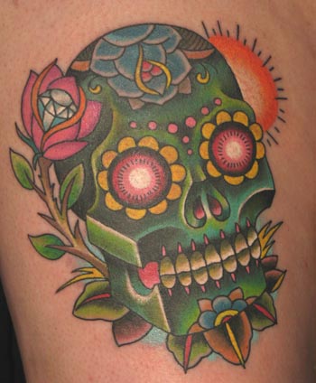  mexican sugar skull tattoos, sugar skull designs, chameleon tattoo ink, 